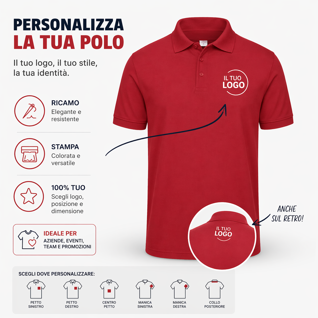 Polo ricamate personalizzate con logo online StampaSi