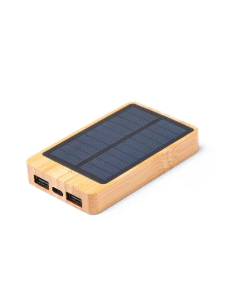 Power bank solare in bambù 5000 mAh ecologico - StampaSi