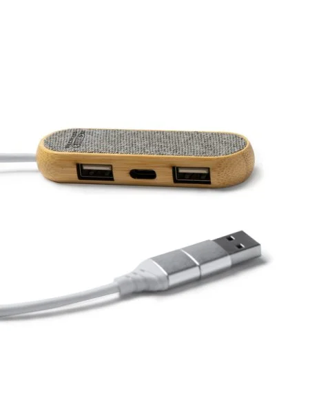 Hub USB Badoc in bambù e RPET personalizzato - StampaSi