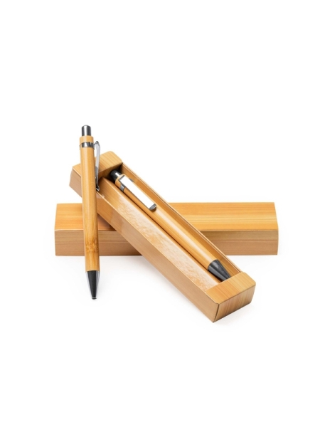 Set penna a sfera e portamine in bambù Kioto personalizzato - StampaSi