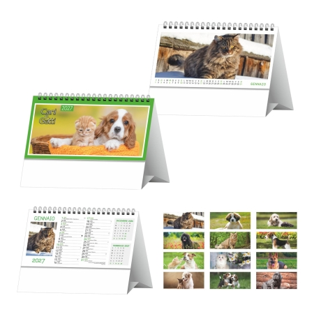 Calendario da tavolo trimestrale Cani e Gatti personalizzabile - StampaSi