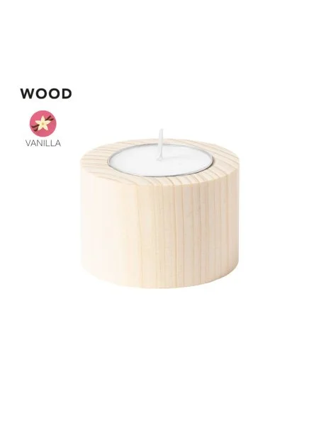 Candela aromatica Yiren con base in legno naturale personalizzabile - StampaSi