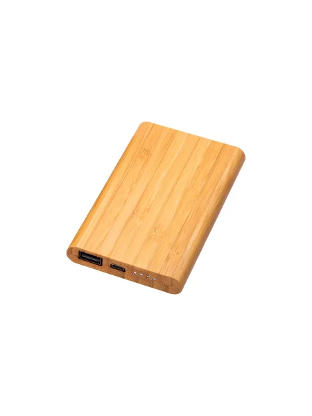 Power bank con rivestimento in bambù naturale personalizzabile - StampaSi