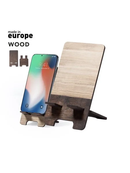 Supporto per smartphone in legno naturale Nakin personalizzabile - StampaSi