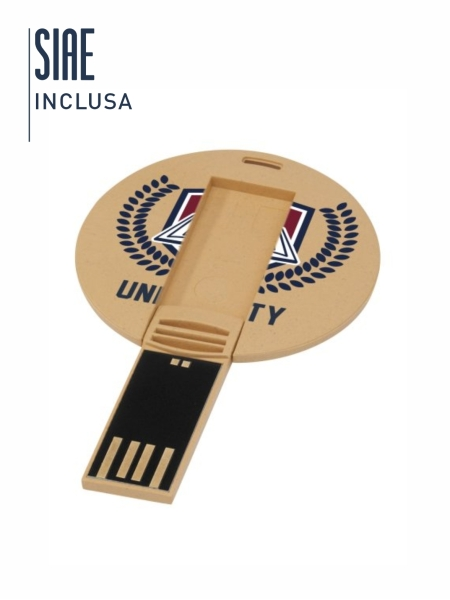 Chiavetta USB rotonda con scocca biodegradabile personalizzabile - StampaSi