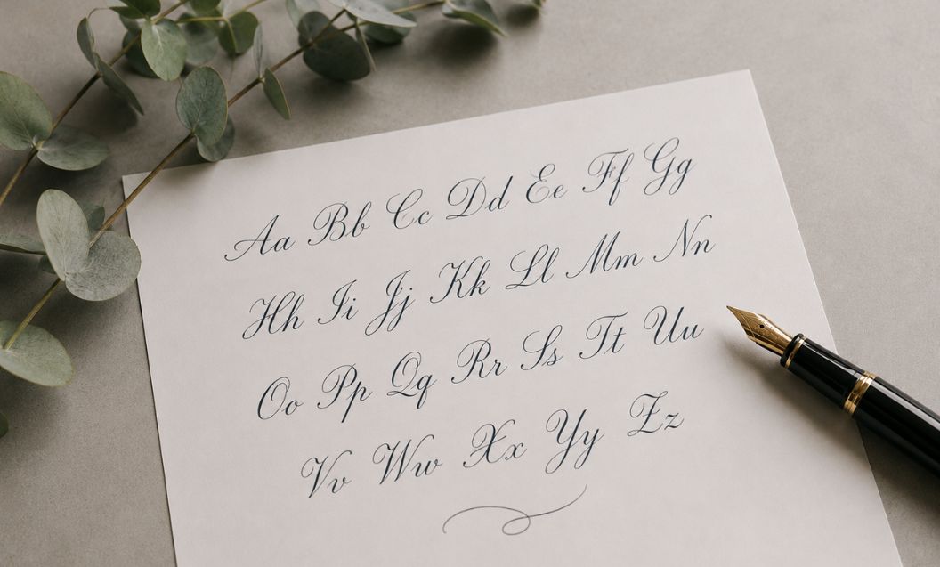 Caratteri scrittura corsivo elegante