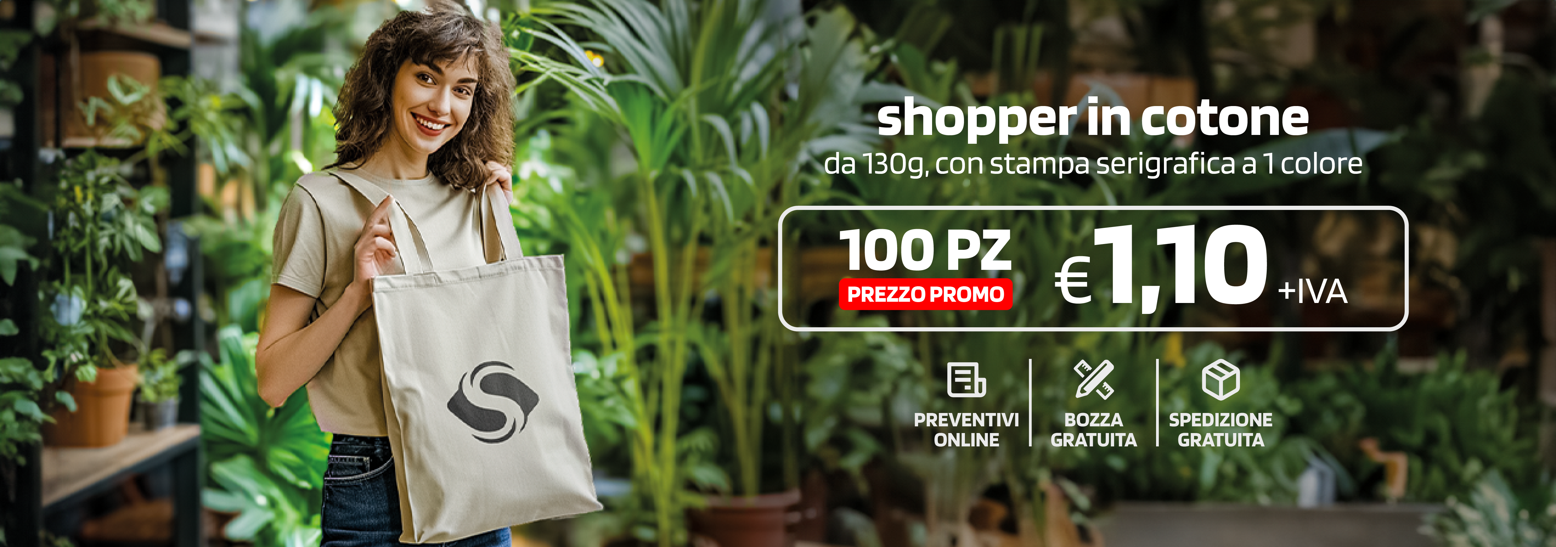 Shopper in cotone personalizzate da € 1,10