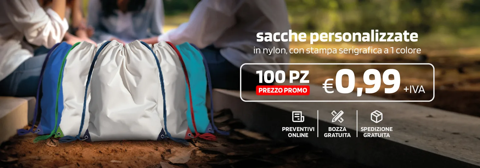 Sacche personalizzate con stampa 1 colore da € 0,99