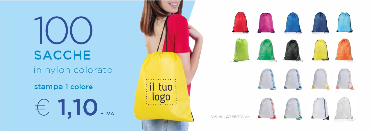 Sacche personalizzate con stampa 1 colore da € 1,10