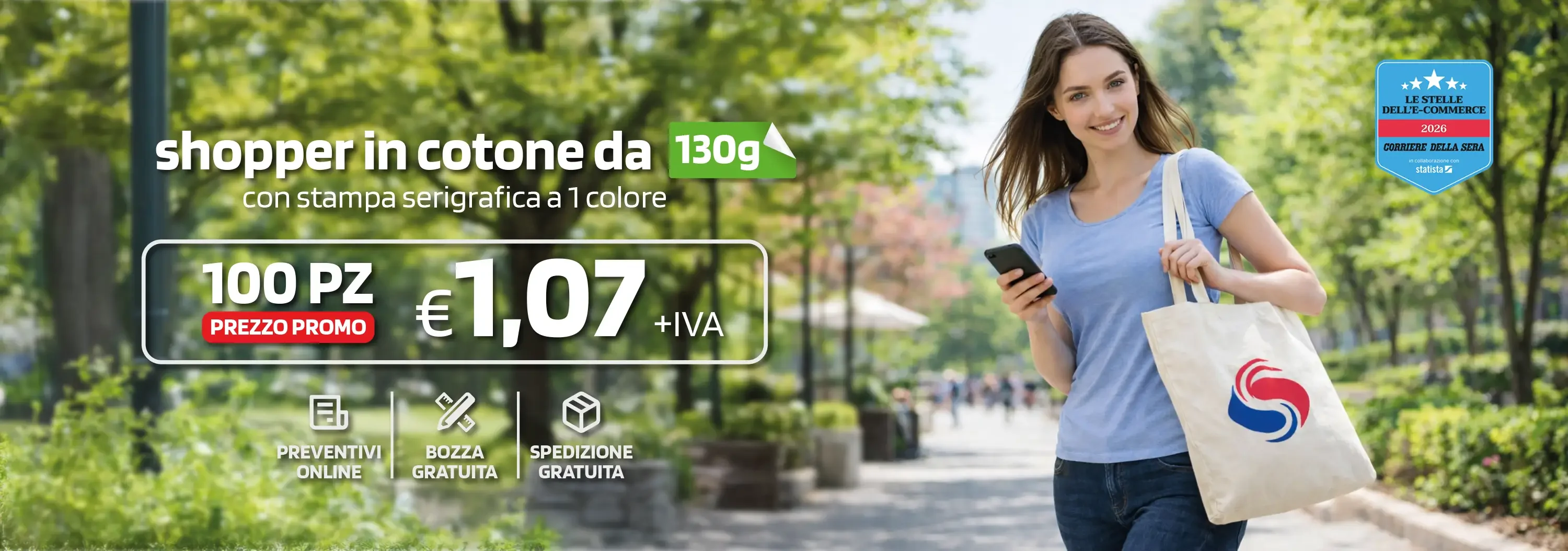 Shopper in cotone personalizzate da € 1,07