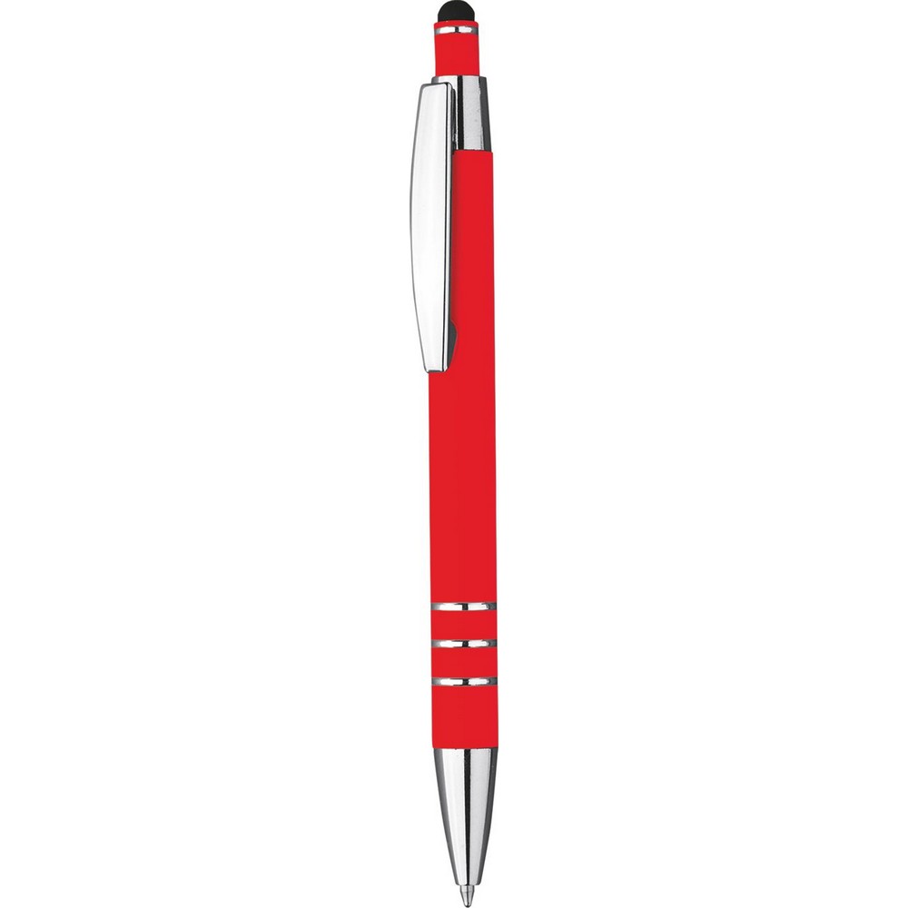 Penna A Sfera In Plastica Con Fusto Colorato E Impugnatura Morbida E Con Punta Touch A Meccanismo A Rotazione E Refill Nero