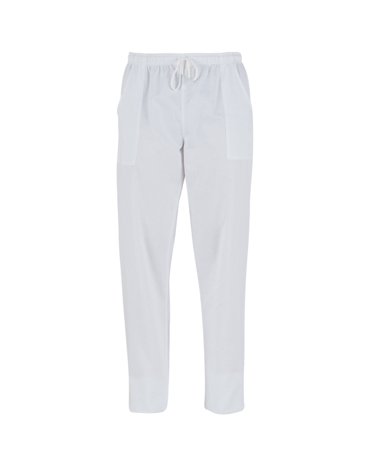 GIBLOR'S Pantalone Bianco Da Cucina Mod. Enoch – Lungo, Con Cintura Elastica, Chiusura A Bottone E Tasche Multiple
