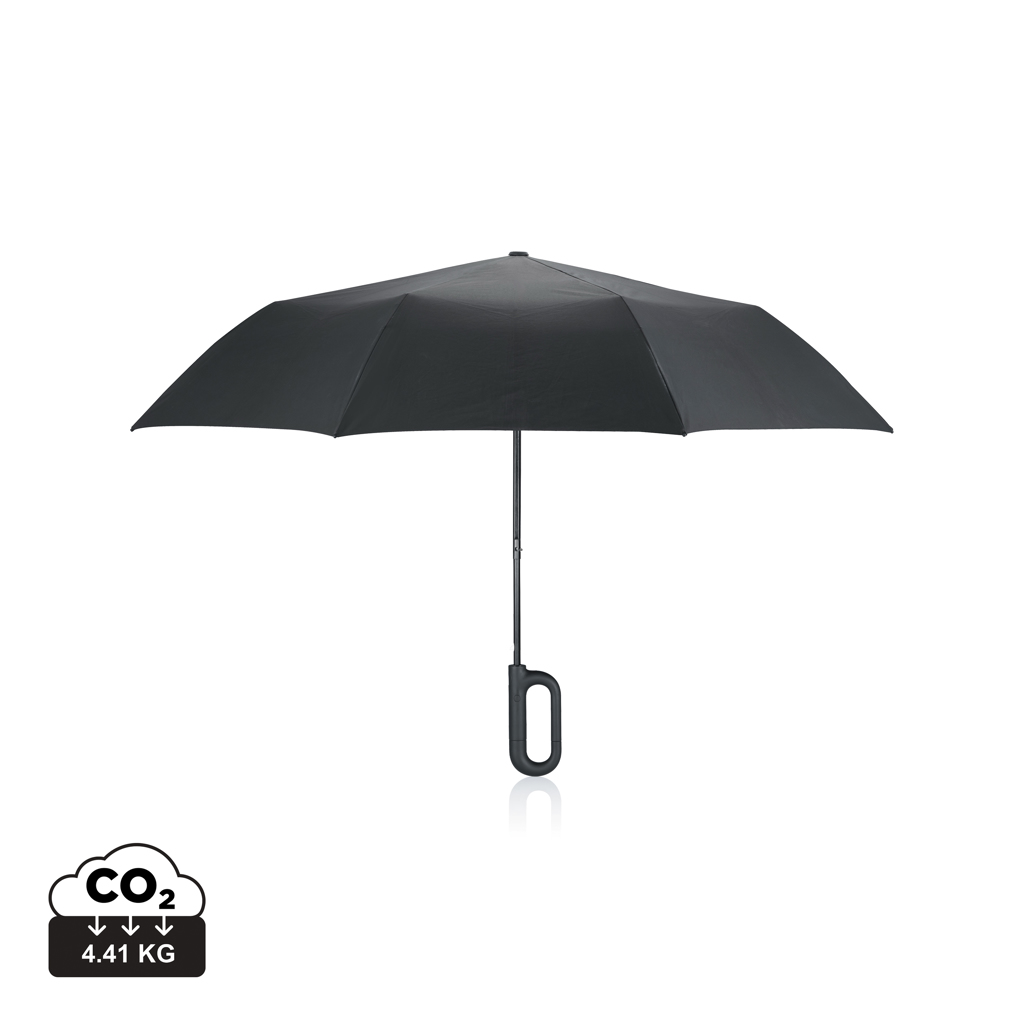NEW QUAY Ombrello Deluxe 23'' Nero, Manico Curvo ABS, 190T