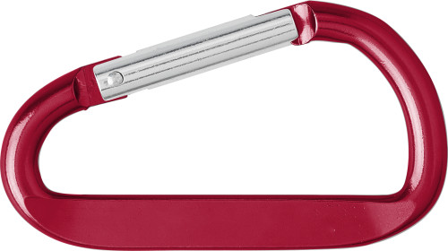Moschettone Universale In Alluminio Rosso: 6,6x3,8 Cm, Con Vite Di Bloccaggio E 3 Anelli, Per Chiavi E Outdoor