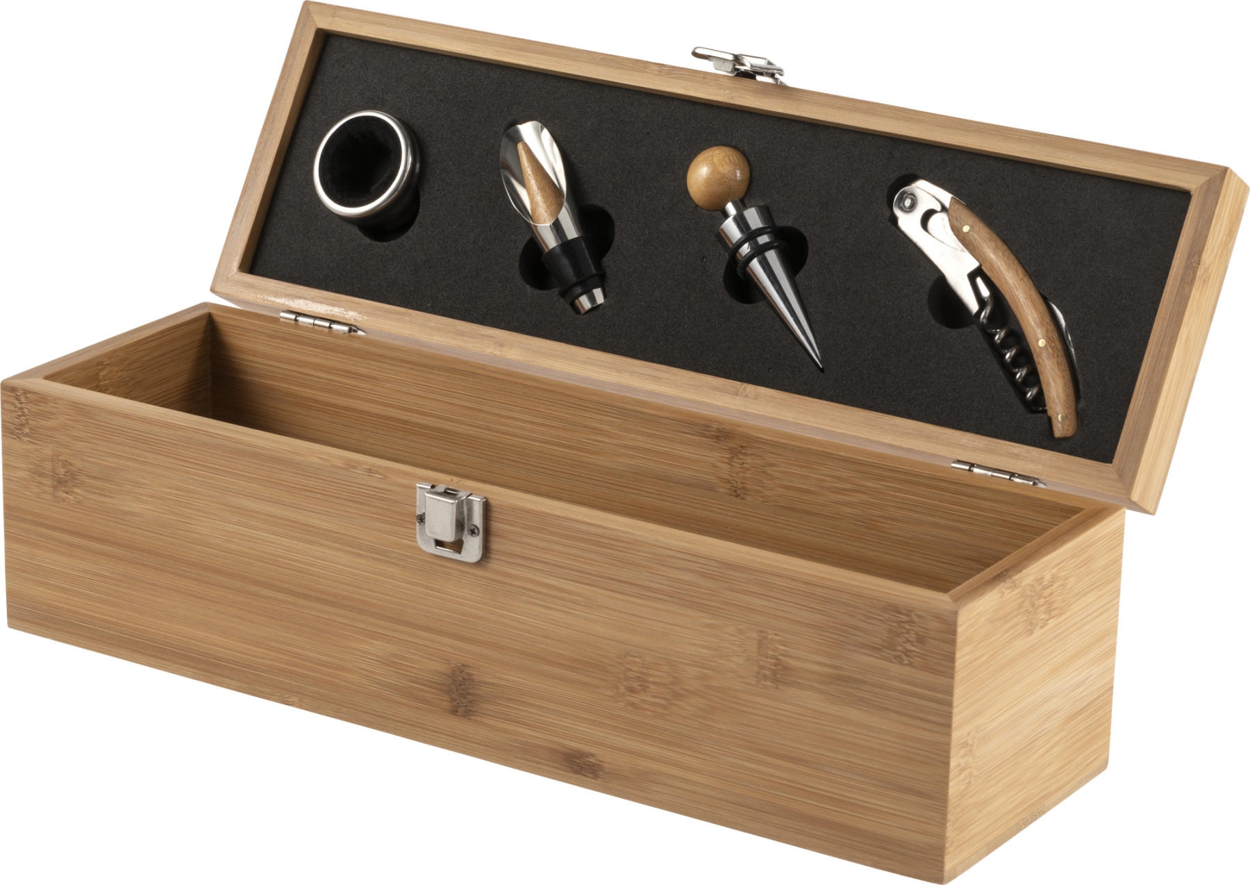 Set vino in bamboo ed acciaio inox Gareth