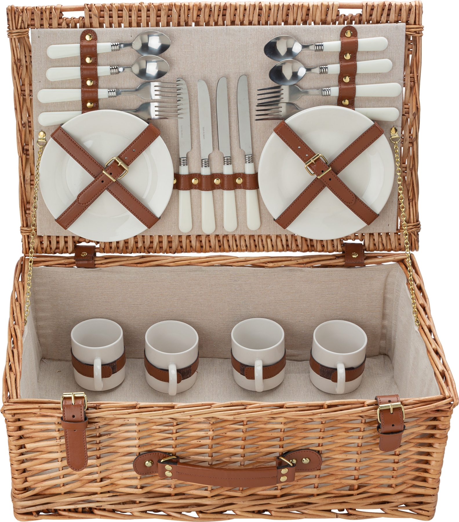 Boothbay Cestino Da Picnic In Vimini Per Due Persone - Set Con Piatti, Bicchieri E Posate - Regalo Ideale