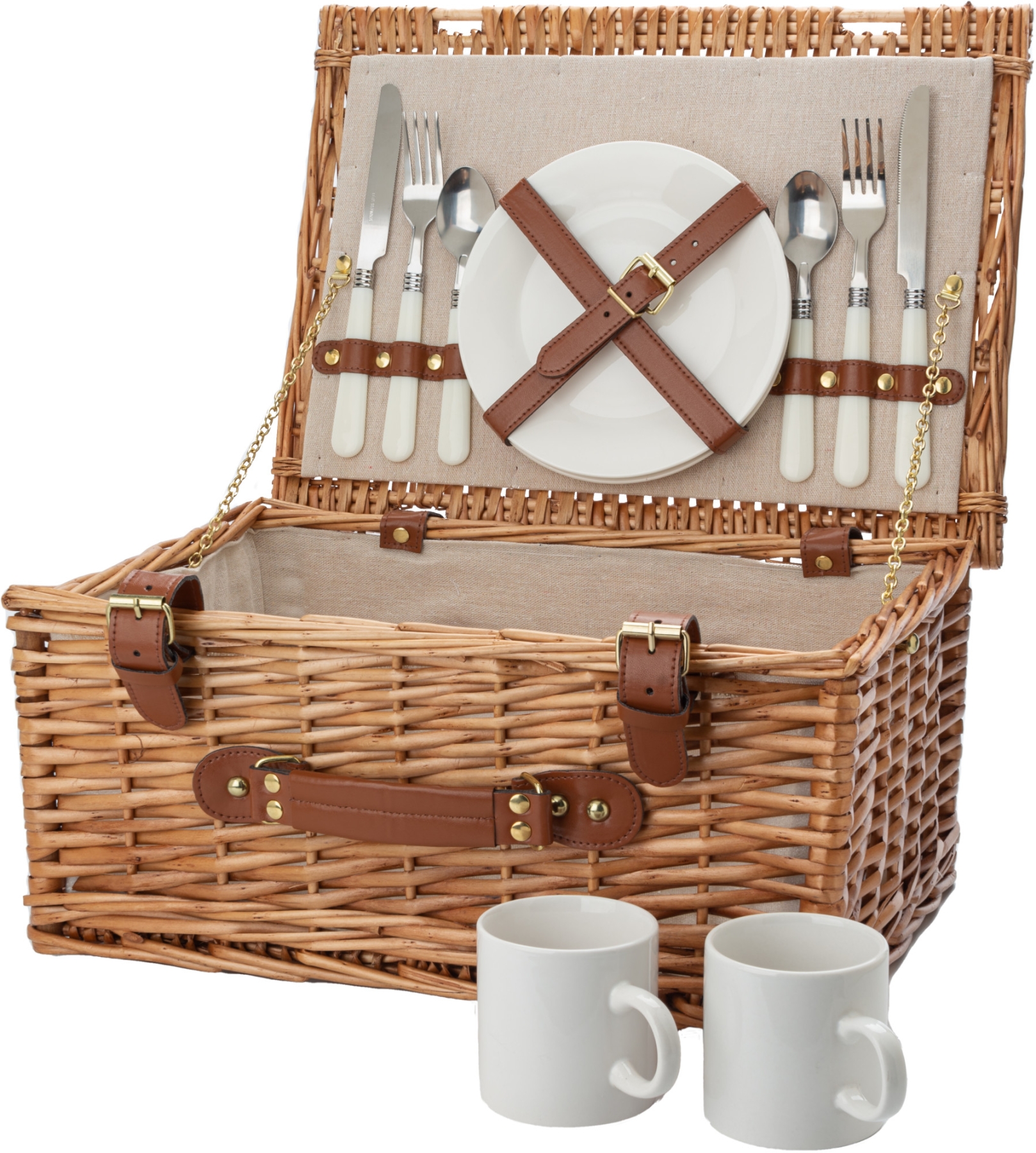 Boothbay Cestino Da Picnic In Vimini Per 2 Persone - Set Con Piatti, Bicchieri, Posate E Cavatappi - Idea Regalo Romantica Per Matrimonio O Anniversario - 5