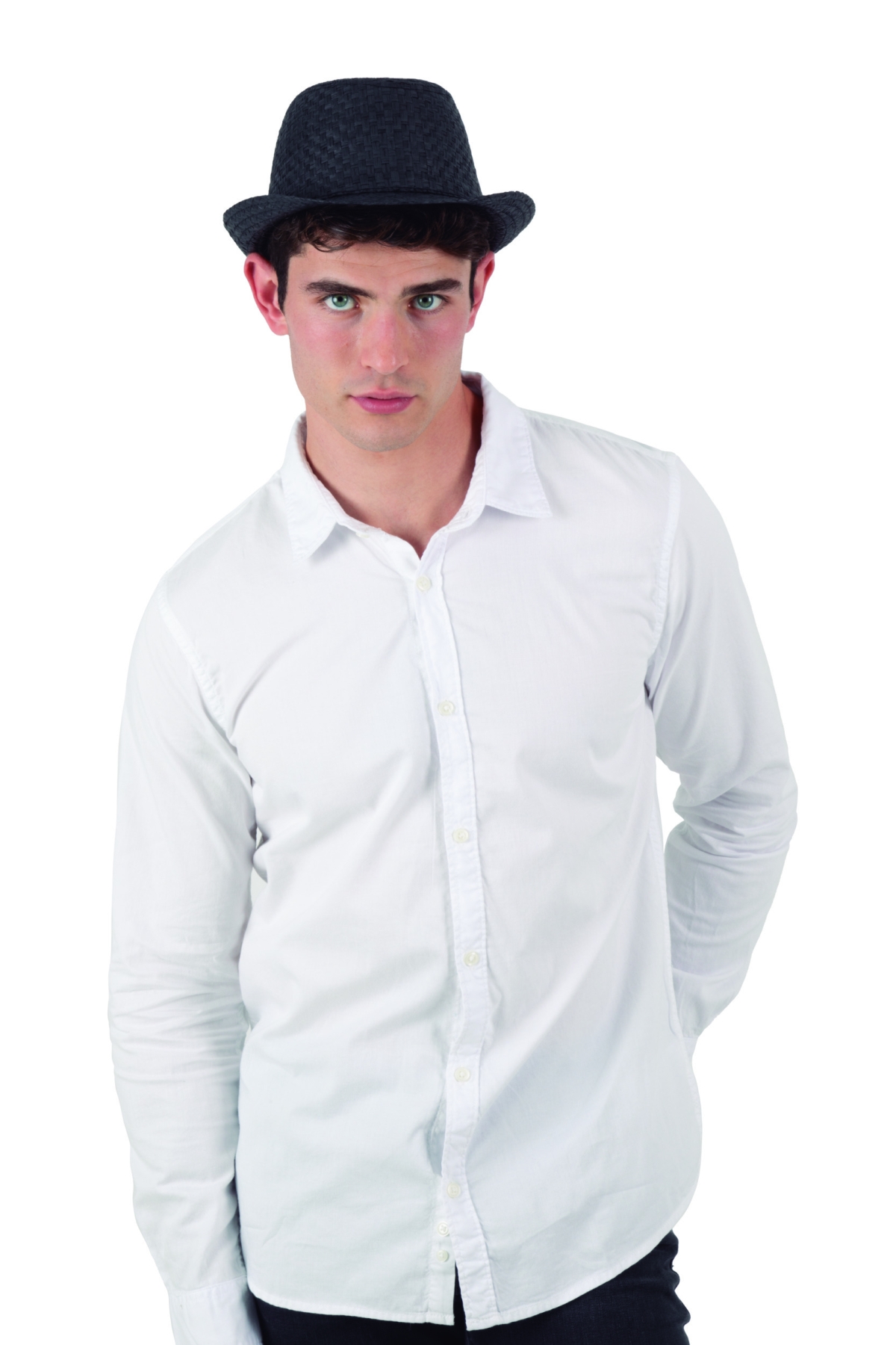Cappello Classico in Feltro-Fedora con Fibbia per Cintura da Donna a Tesa Larga in Lana Panama Regolabile (Taglia: S-M), Nero con Fibbia Nera per Cintura, 7-7 1/4