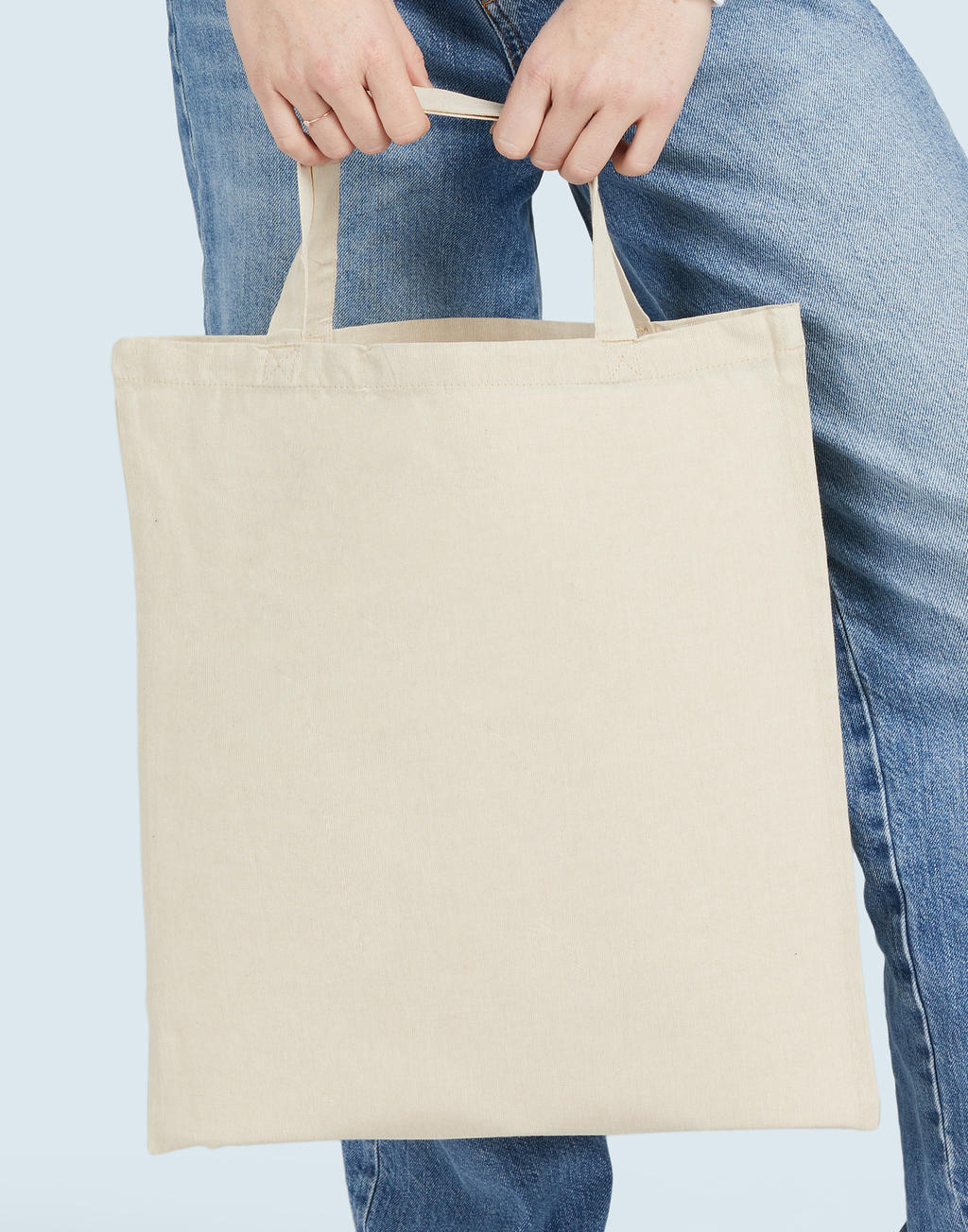 Borsa tote grande Normandie Tela di cotone a spina di pesce beige
