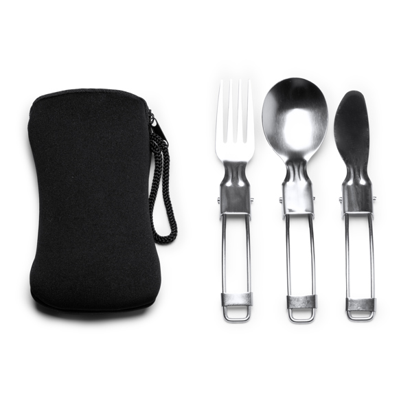 JIEYUCHU 3 Pezzi Posate da Viaggio, Posate Da Campeggio Kit Acciaio Inox, Set di Posate con Custodia Portatile, Coltello, Forchetta, Cucchiaio per Viaggi, Campeggio, Ufficio, Scuola (Blu