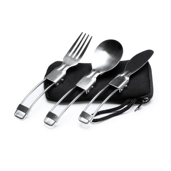 Set Posate Pieghevoli In Acciaio Inox Con Custodia, Forchetta E Cucchiaio Da Campeggio
