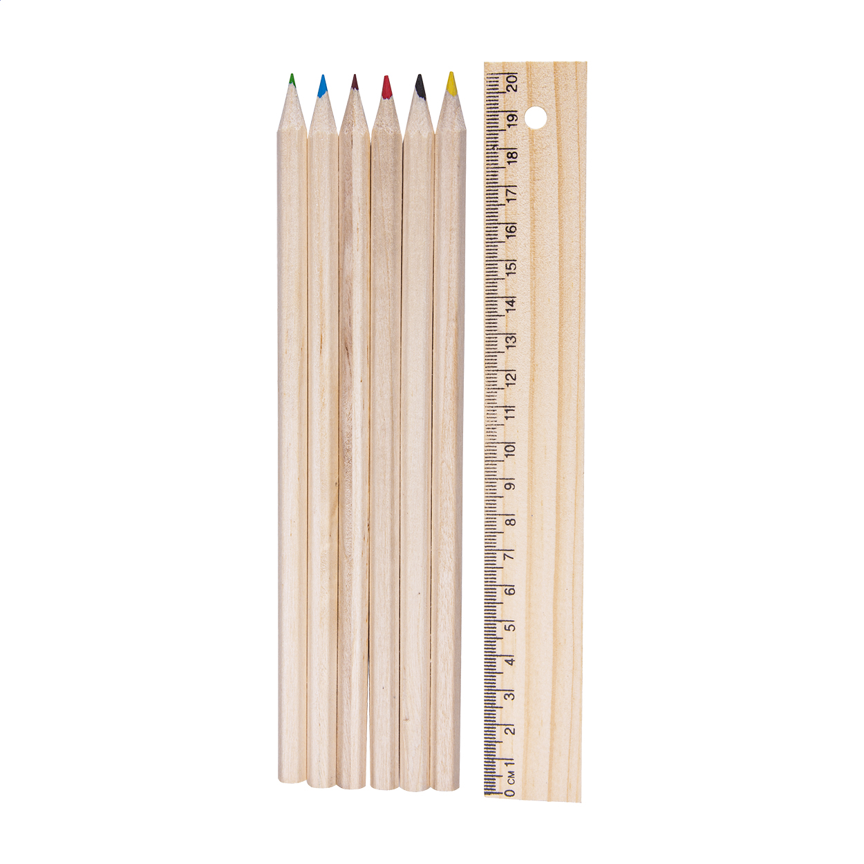 Set 6 matite colorate con righello 20 cm con logo | Stampasi