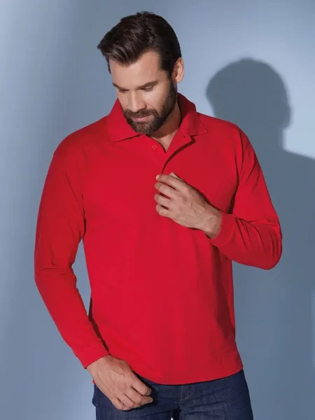 Polo da uomo personalizzata James & Nicholson Piqué Long-Sleeved