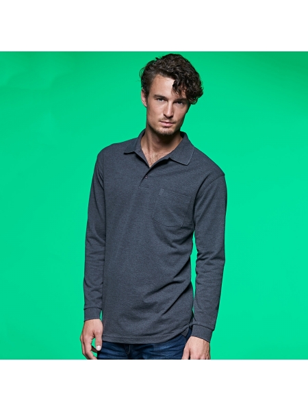 Polo da uomo personalizzata James & Nicholson Polo Piqué Long-Sleeved