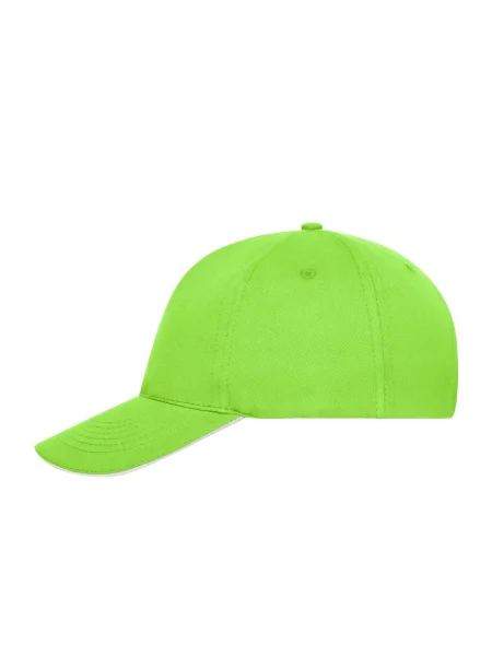cappellino-baseball-adulto-5-pannelli-personalizzato-myrtle-beach-sandwich-bio-cotton-lime-green-white-61.webp