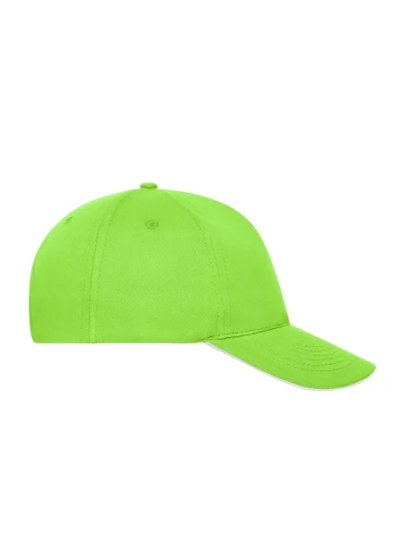 cappellino-baseball-adulto-5-pannelli-personalizzato-myrtle-beach-sandwich-bio-cotton-lime-green-white-62.webp