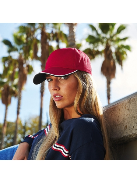 Cappellino adulto personalizzato Beechfield Aut. 5 Panel Cap Piped Peak