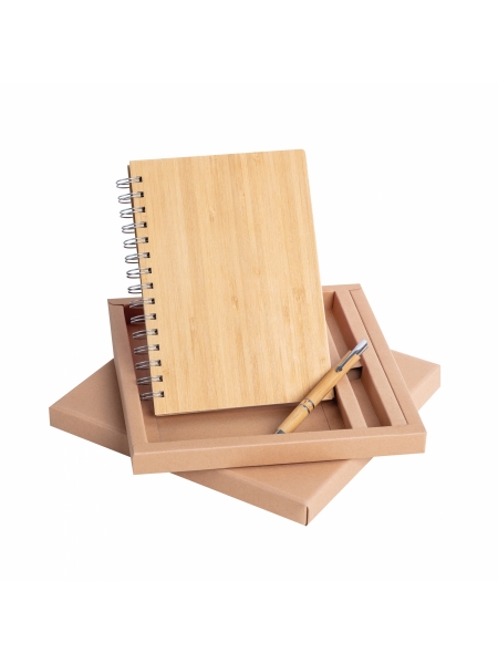 Taccuino ad anelli A5 con penna in bamboo personalizzato Parure Bamboo