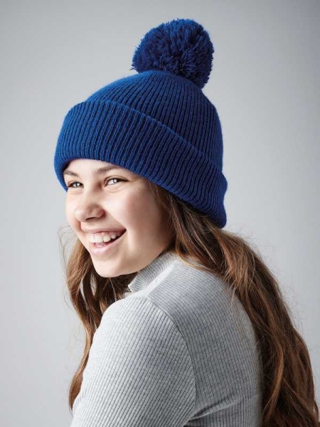 Cappello bambino invernale personalizzato Beechfield Junior Reflective Bobble Beanie