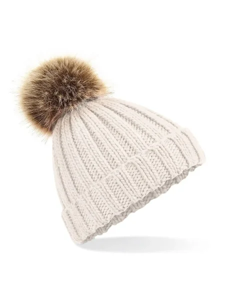 Cappellino invernale bambino personalizzato Beechfield Junior Fur Pom Pom Chunky Beanie