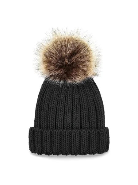 cappellino-invernale-bambino-personalizzato-beechfield-junior-fur-pom-pom-chunky-beanie-black-6.webp