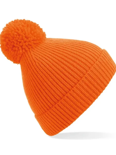 Cappello invernale personalizzato Beechfield Engineered Knit Ribbed Pom Pom Beanie