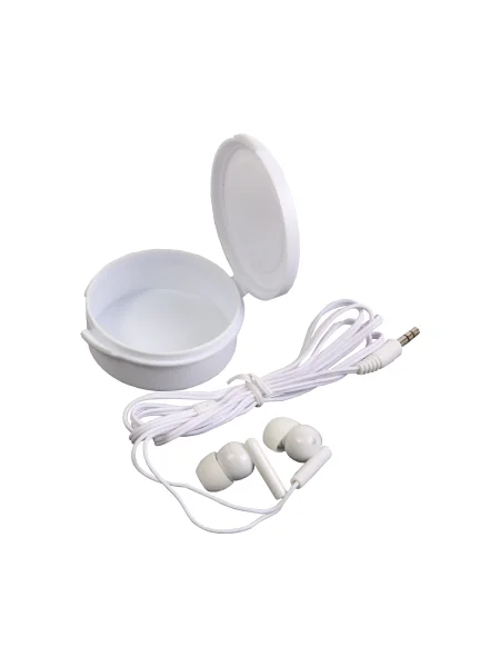 Auricolari stereo in plastica in scatola rotonda