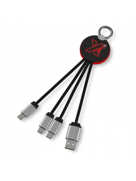 Gadget tecnologici personalizzati, multi cavo di ricarica luminoso rotondo SCX Design