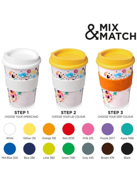 Bicchiere in plastica e silicone personalizzato Brite Americano Medium 300 ml