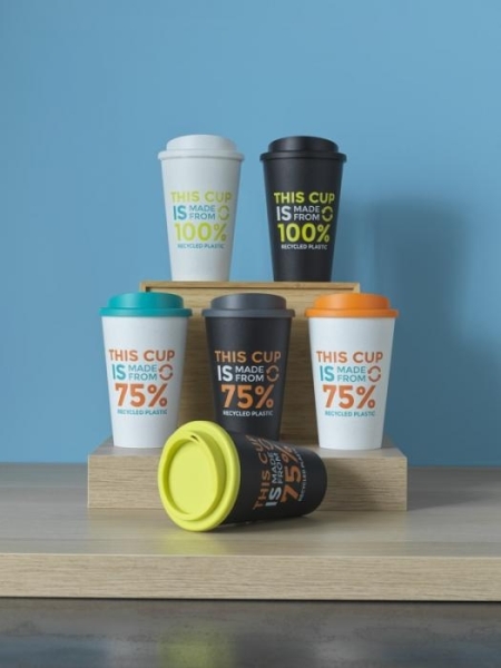 Tazza termica in plastica riciclata personalizzata Americano Eco 350 ml