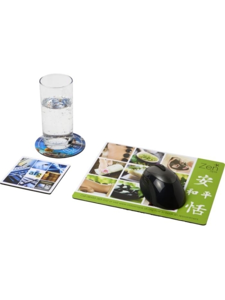 Set con tappetino per mouse e sottobicchieri Q-Mat