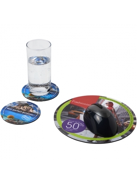 Set con tappetino per mouse e sottobicchieri Q-Mat® 5