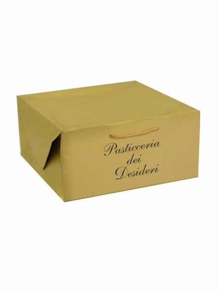 Shopper per pasticceria Box Color Oro 22x22x11 cm - Personalizzate con stampa a caldo