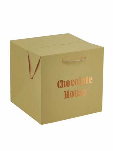 Shopper Box Color Oro 21,5x21,5x21,5 cm - Personalizzate con stampa a caldo