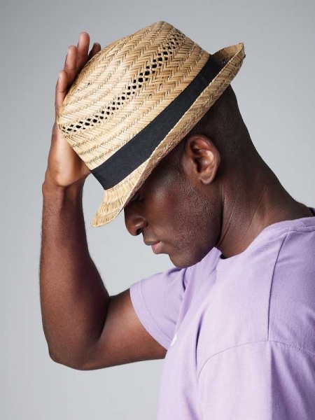 Cappello di paglia personalizzato Beechfield Straw Summer Trilby