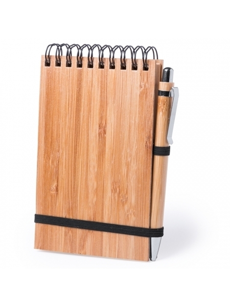 Taccuino A6 ad anelli con penna personalizzato Spiral Bamboo