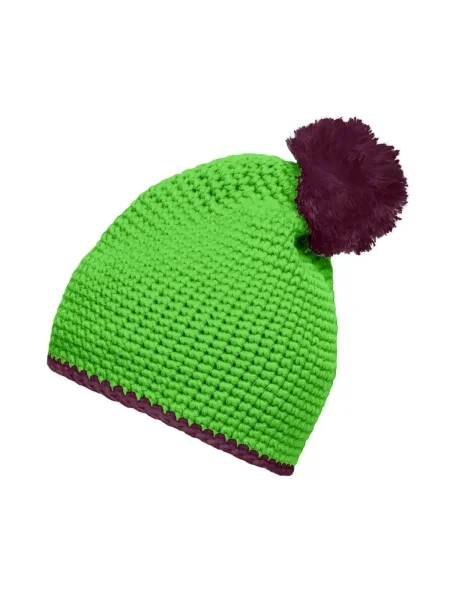 Cappello invernale personalizzato Myrtle Beach Pompon Hat with Contrast Stripe