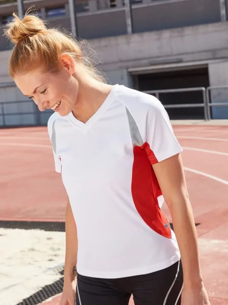 Maglietta sportiva da donna personalizzata James & Nicholson Ladies' Running-T Bicolor