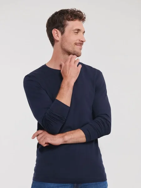 Maglietta uomo manica lunga personalizzabile Russell Pure Organic L/S Tee NEW