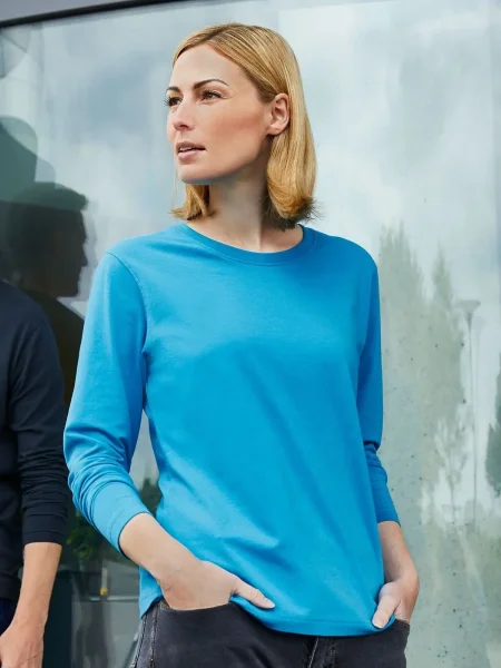 Maglietta da donna personalizzata James & Nicholson Ladies' Bio Stretch-Longsleeve Work - Solid